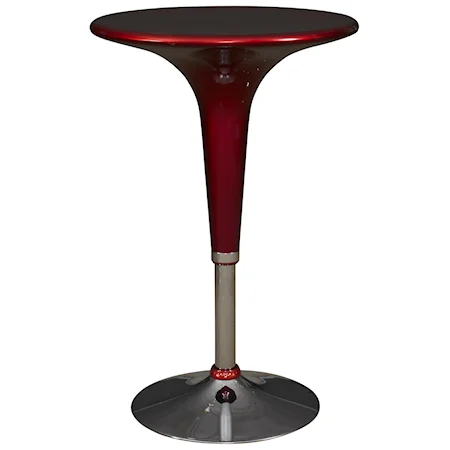 Dark Red & Chrome Adjustable Height Bar Table